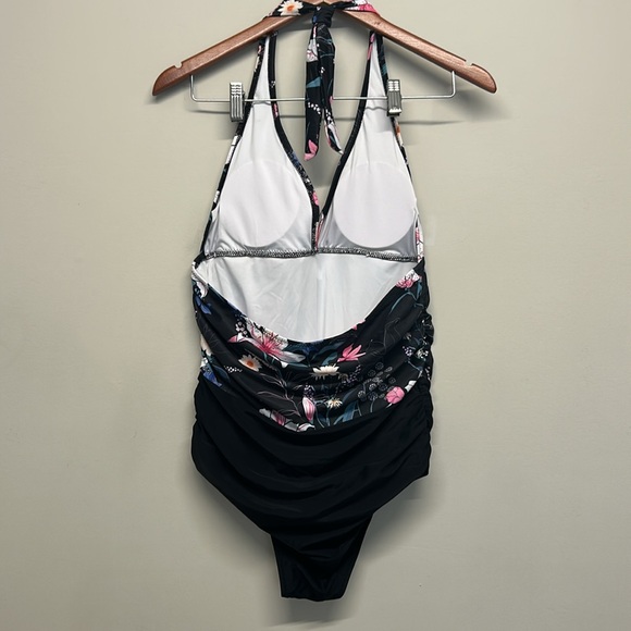 Beachsissi Floral Print V Neck Halter Women’s One Piece Swimwear Large Multi - Picture 4 of 7
